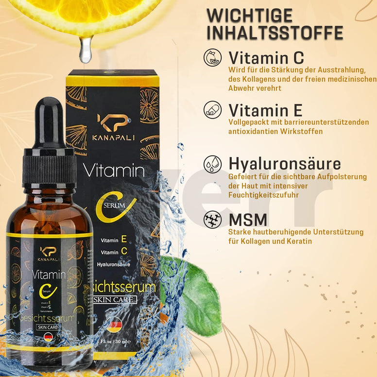 Vitamin C Serum 20% High Dose and Vegan Anti-Wrinkle - Kanapali.de