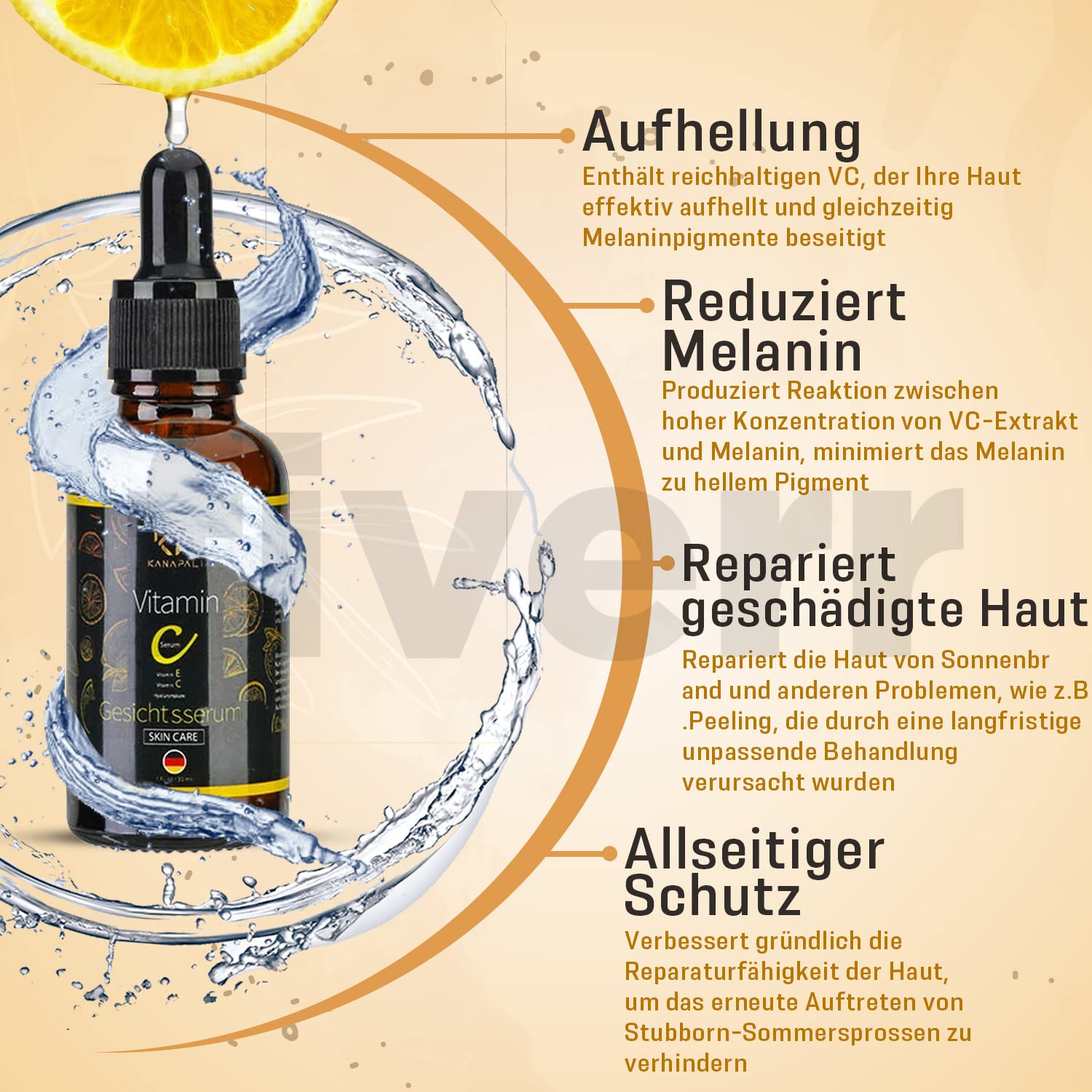 Vitamin C Serum 20% High Dose and Vegan Anti-Wrinkle - Kanapali.de