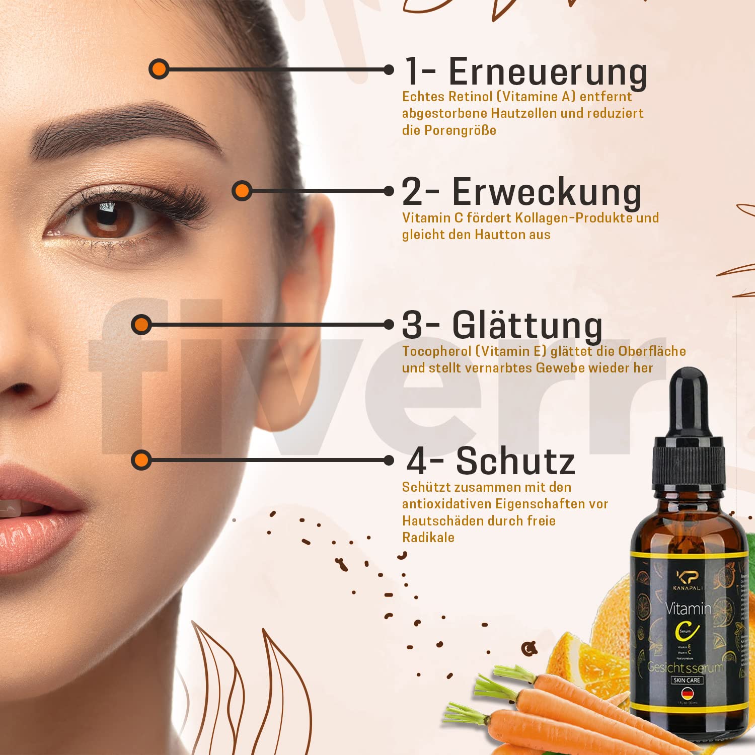 Vitamin C Serum 20% High Dose and Vegan Anti-Wrinkle - Kanapali.de