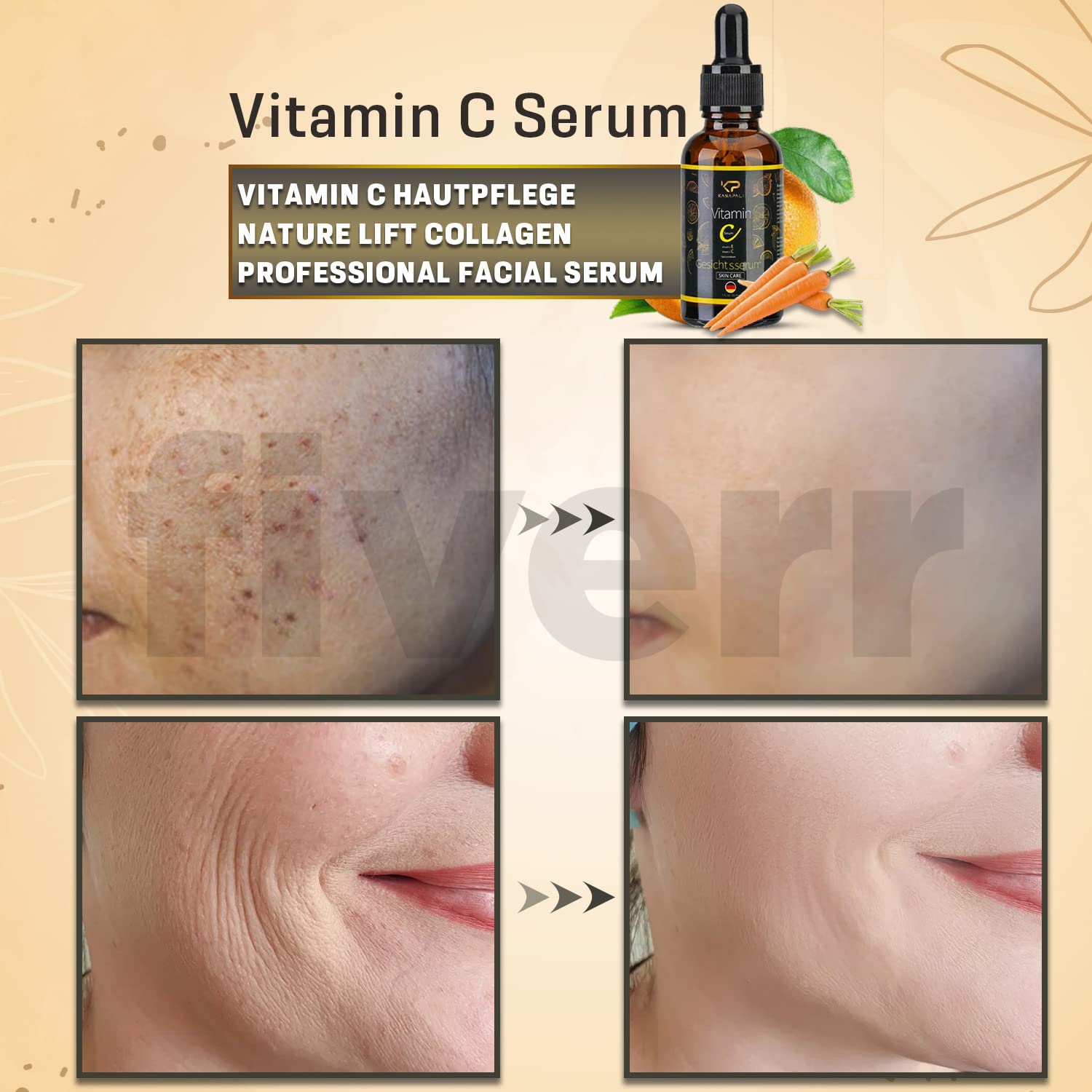 Vitamin C Serum 20% High Dose and Vegan Anti-Wrinkle - Kanapali.de